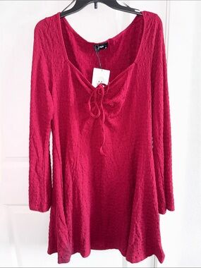Cider Tie-Front Textured Dress